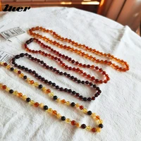 luer 100 natural amber necklace supplybaltic ambers teething necklace for babiesbracelet certificate 16 colors jewelry 33cm