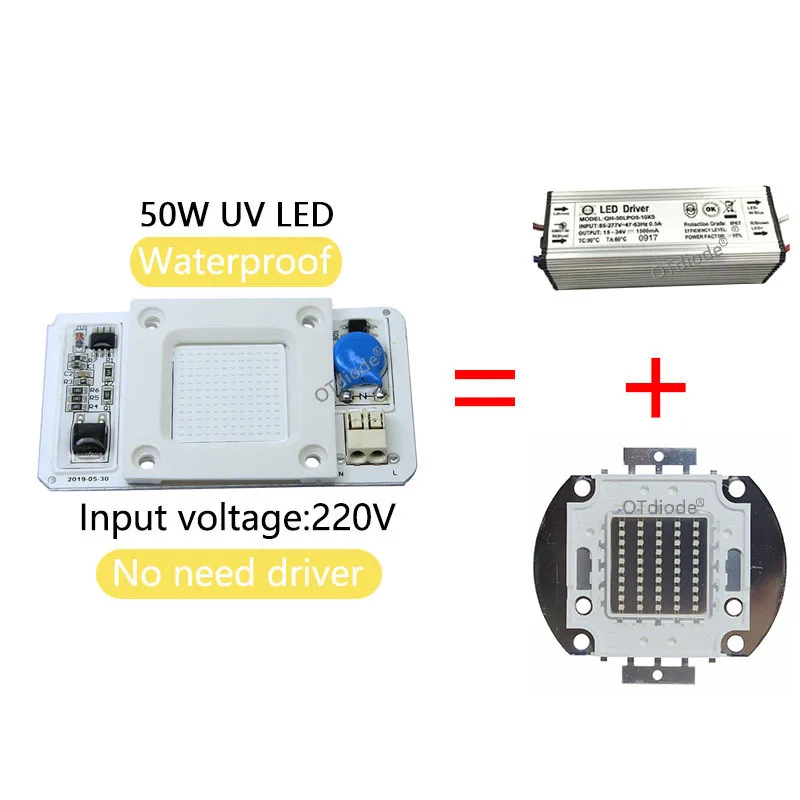 220V 50W Led черный светильник УФ лампы постоянного тока чип 365 нм 395 ультрафиолетового