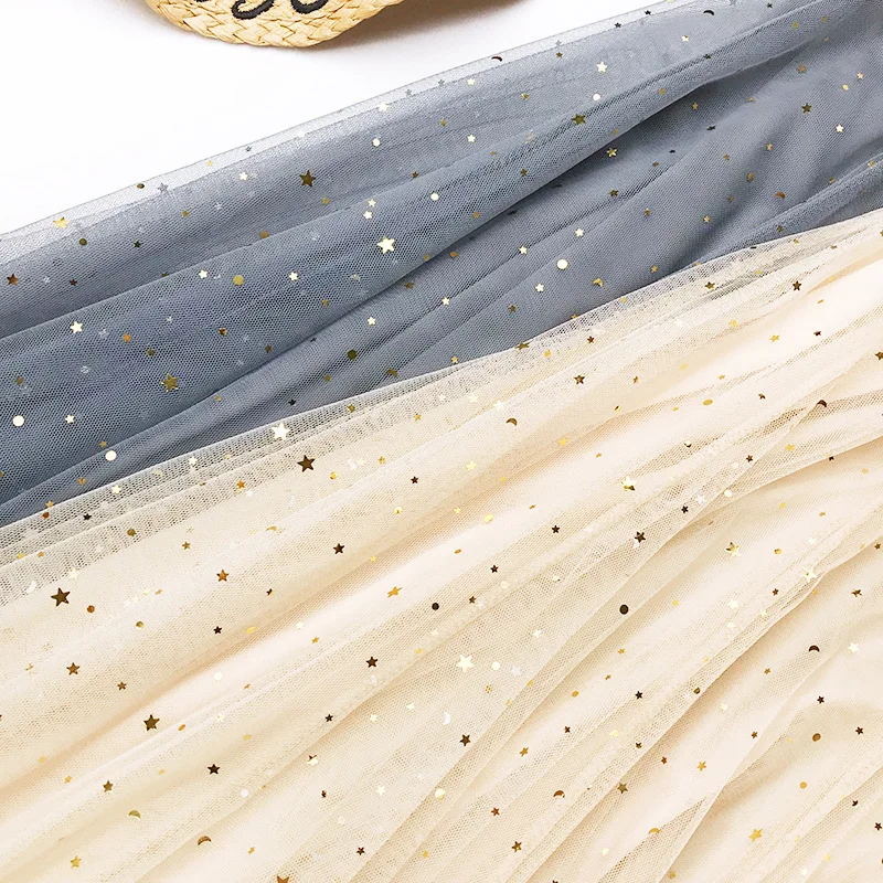 REALEFT 2020 новые весенне-летние сетчатые юбки трапециевидной формы со звездами и