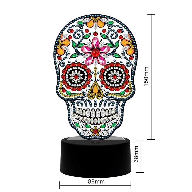 

Skull 5D DIY special-shaped LED diamond painting night light 7 color lamp cushion acrylic board home decoration gift