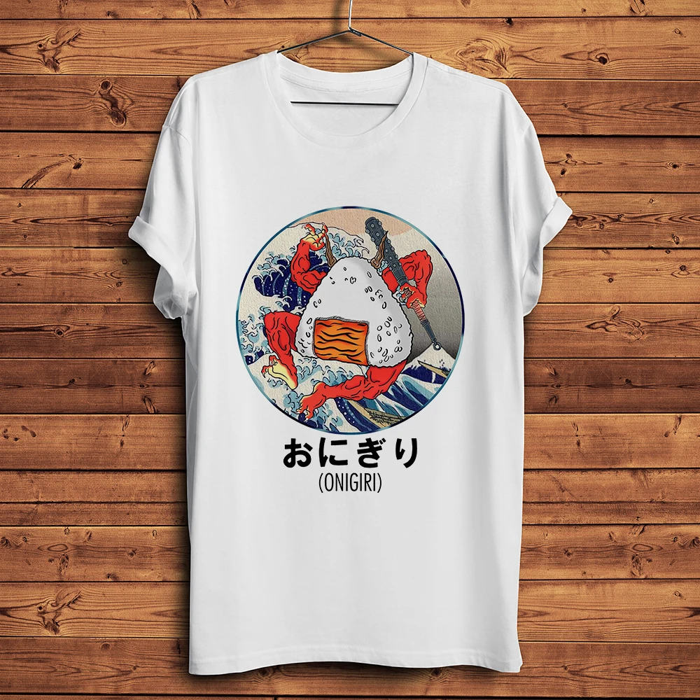 

sushi Onigiri kaiju funny Ukiyoe style anime tshirt men new white homme casual t shirt unisex Japan manga streetwear tee