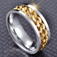 new fashion jewelry creative rotating titanium steel chain ring stainless steel ring party anniversary gift