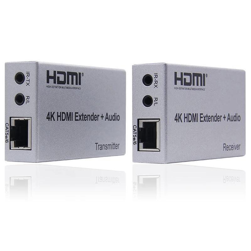 

4K HDMI Extender 100M R/L Audio Out HDMI Signal Extension IR Control By Cat5E CAT6 RJ45 Ethernet LAN Cable Converter TX To RX