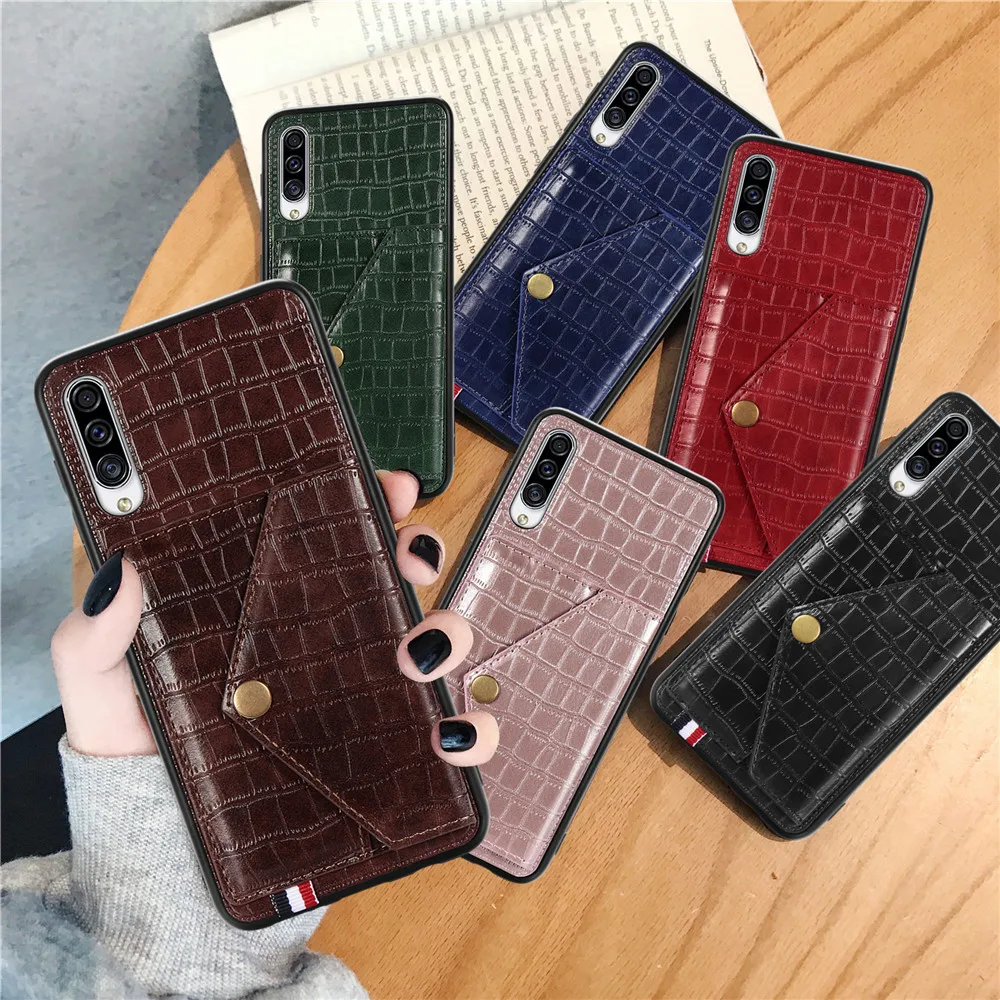 

Phone Case sFor Samsung Galaxy A50 A70 A30S A50S A70S Case Fashion Crocodile Pattern Magnetic buckle Leather Card package Cover