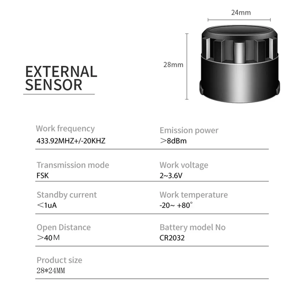 

2020 Tire Pressure Monitoring System 12.0bar TPMS Tire Pressure Alarm Truck External Sensor Windshield Round