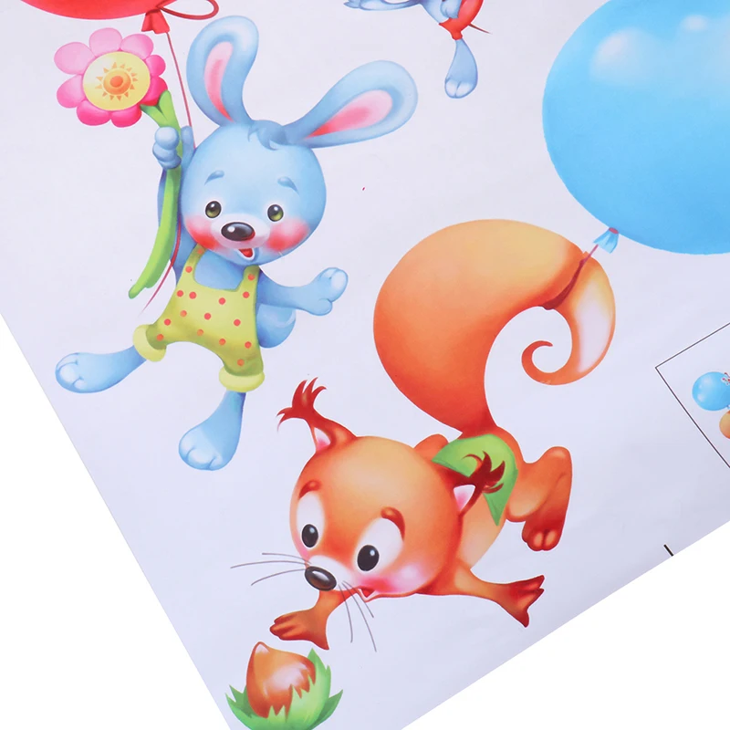 Мультяшные Животные наклейки на стену белка Кролик Воздушный Шар художественные