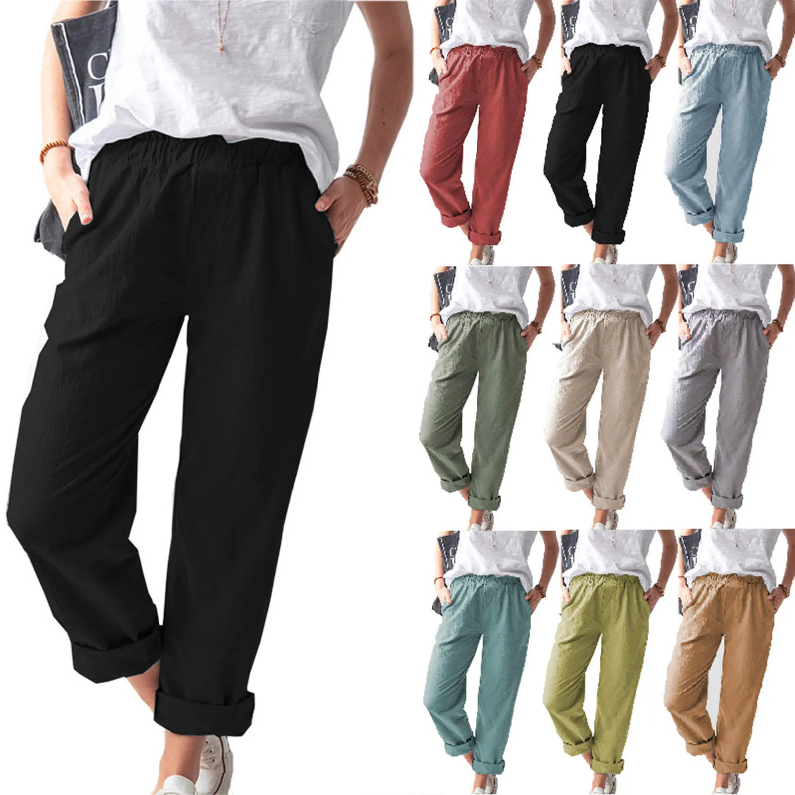 

Комфортные женские брюки 2021, женские брюки, повседневные однотонные Длинные прямые брюки с высокой яркостью, брюки, уличная одежда, брюки