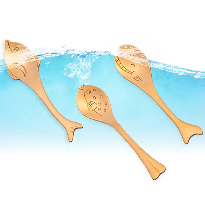 Детская ложка с мультипликационным рисунком морских животных рыб креативная