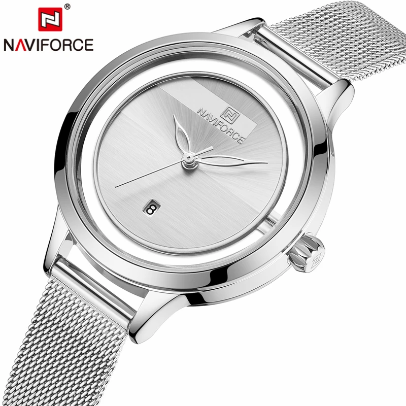 NAVIFORCE, новые женские часы, модные роскошные дизайнерские женские кварцевые повседневные часы со стальным ремешком, водонепроницаемые наручные часы, Relogio Feminino