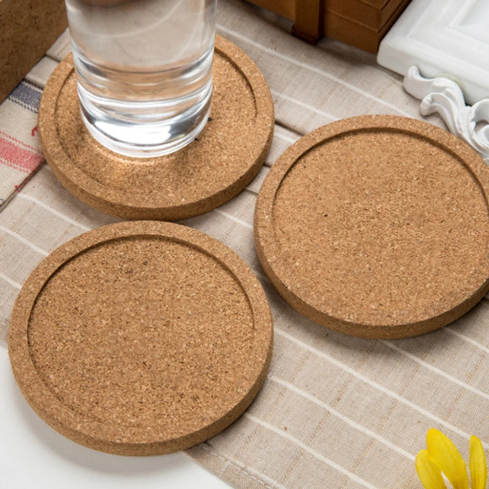 

12 Pcs Simple Cork Coasters Round Absorbent Drink Coasters for Home Restaurant Office and Bar 10CM (Patterns)