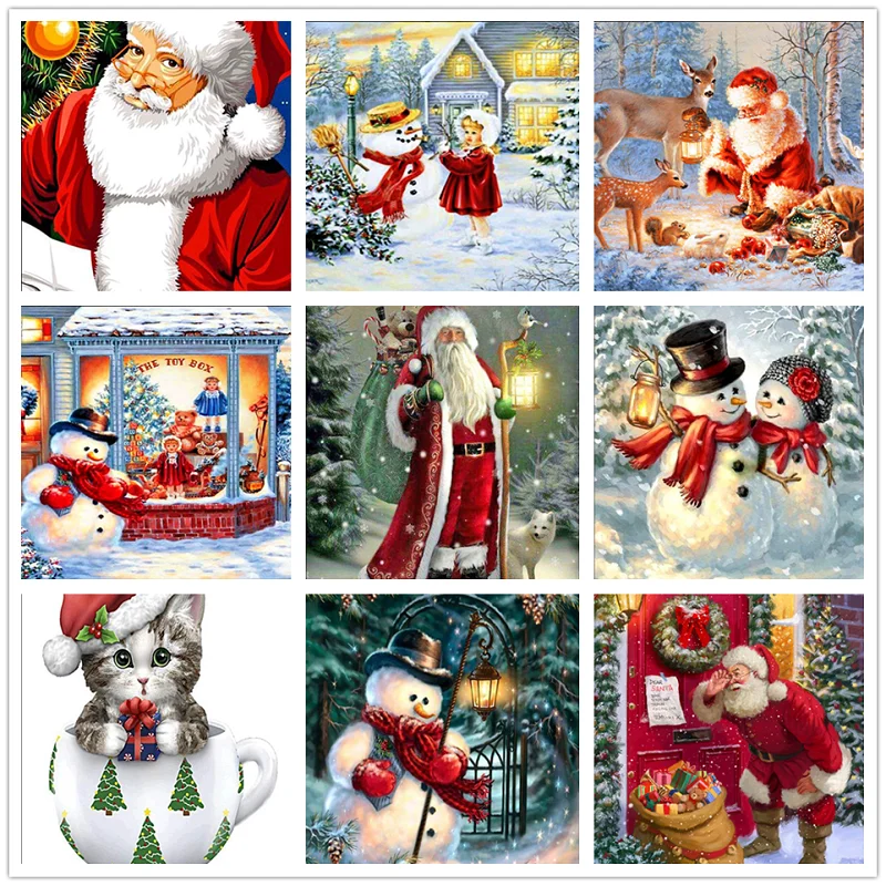 

Father Christmas Diamond Painting 5D DIY Full Diamond Embroidery Mosaic Cross Stitch Home Decorative Painting Christmas Gift