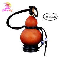 deouny portable mini natural gourd cucurbit calabash hip flask for alcohol pocket bottle drinkware whiskey rum with funnel
