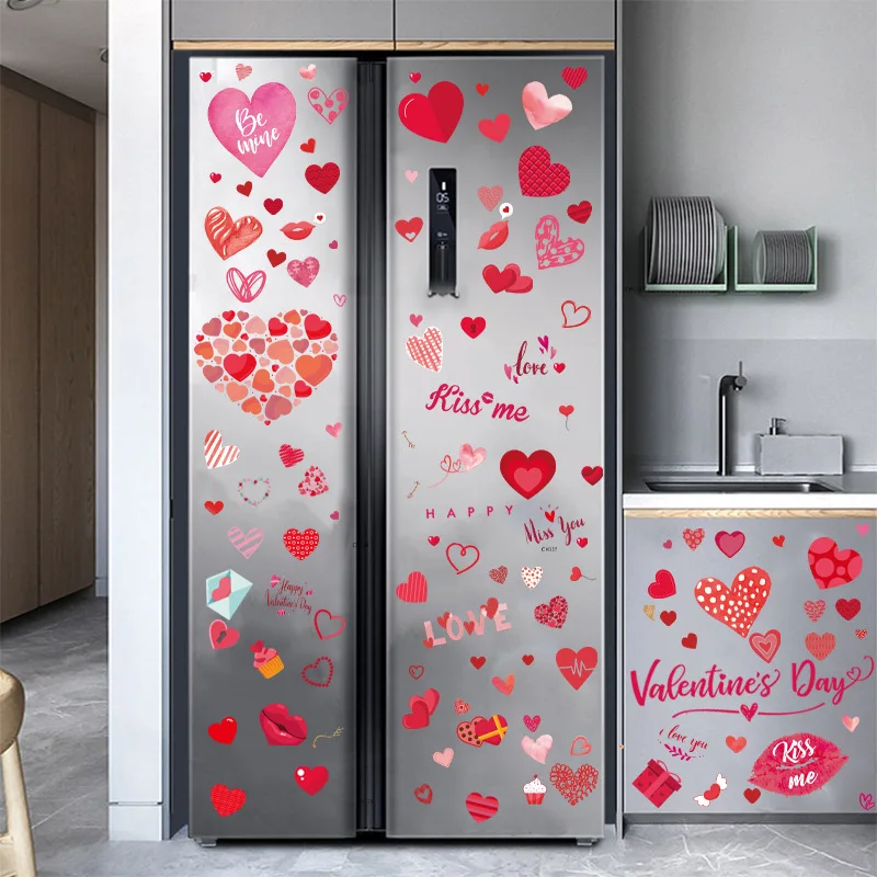 

2022 Valentine'sDay Electrostatic Sticker Glazing Plate Glass Decorative Stickers Refridgerator Magnets wall decor stickers