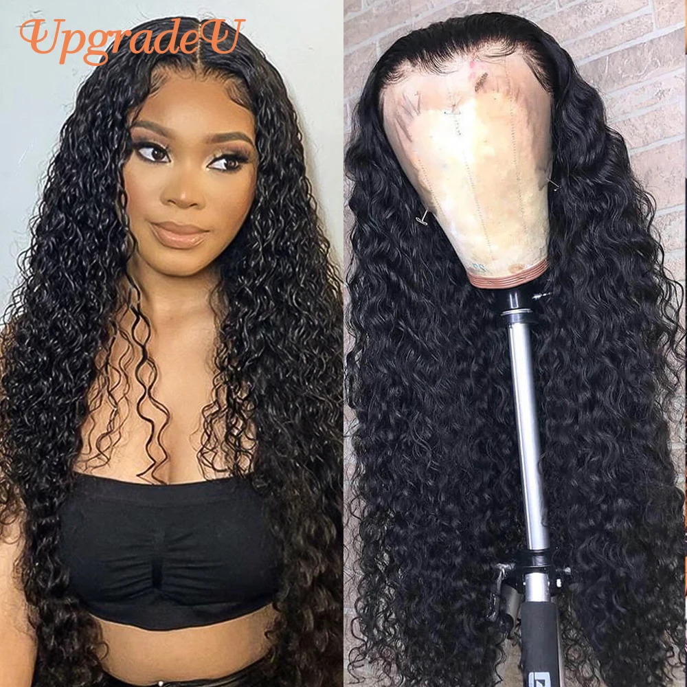 UpgradeU Curly Lace Front Wig Human Hair Wigs 150 Density 4X4 Lace Closure Kinky Curly Wig Prepluck Remy Curly Human Hair Wigs