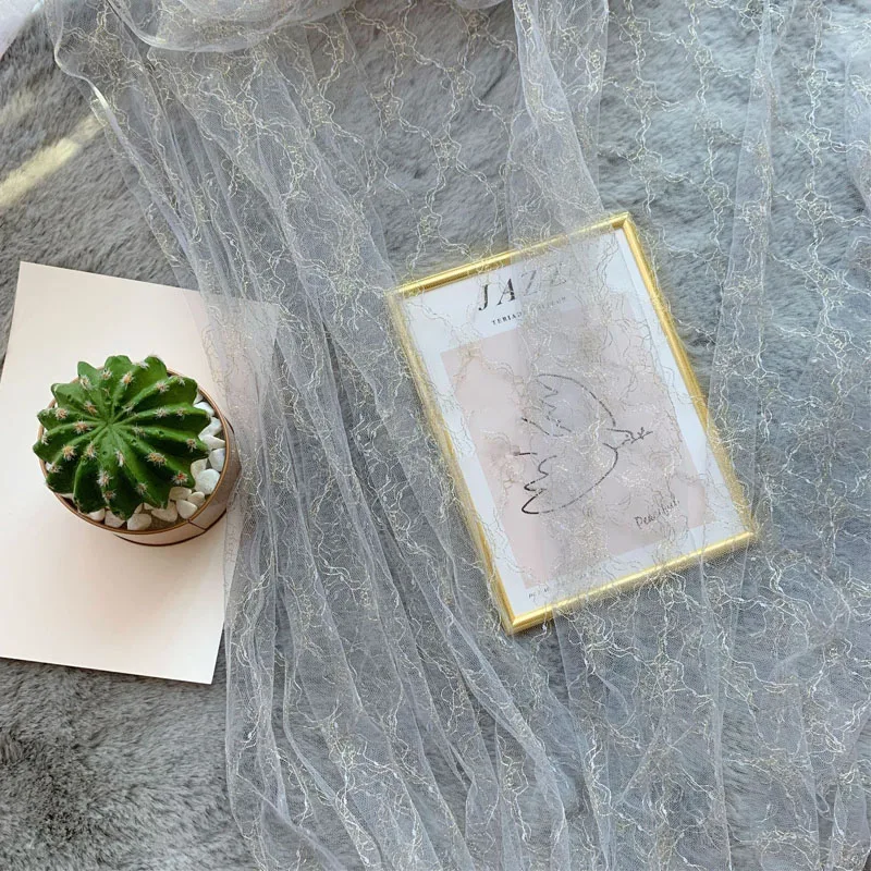 Блестящая вуаль 160*90 см металлическая сетчатая ткань декоративная кружевная