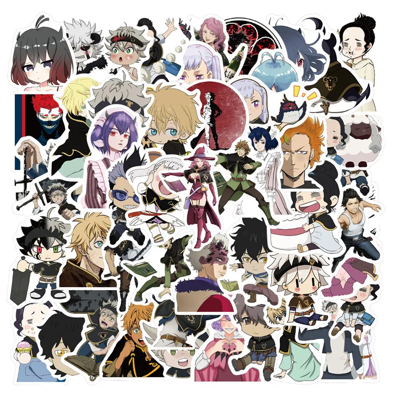 

50PCS Black Clover Anime Cartoon Waterproof Stickers Travel Luggage Phone Guitar Laptop Fridge Graffiti Joke Sticker Gift