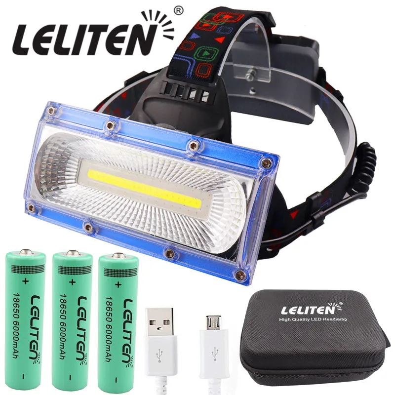 Налобный фонарь COB светодиодный для рыбалки кемпинга 3*18650|Налобные LED-фонари| |