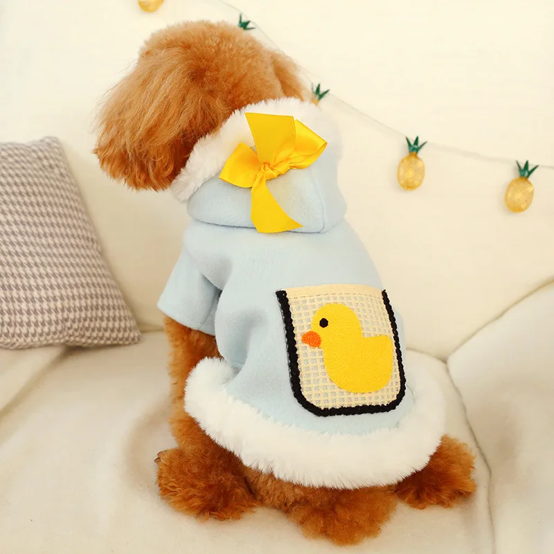 Одежда для собак осенне-зимняя теплая толстовка с капюшоном маленьких шерстяное