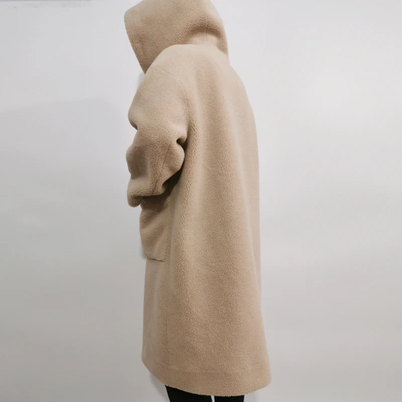 Winter New Fashion Womens Teddy Bear Coat Real Sheep Fur Parka Thick Warm Outerw ear  sheep shearing jacket
