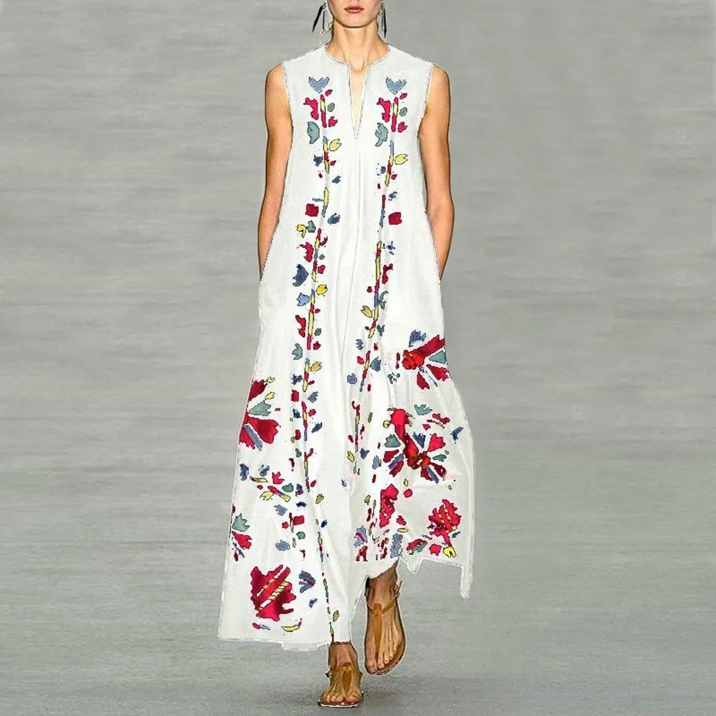 Женское винтажное платье с запахом повседневное Макси-платье большого размера