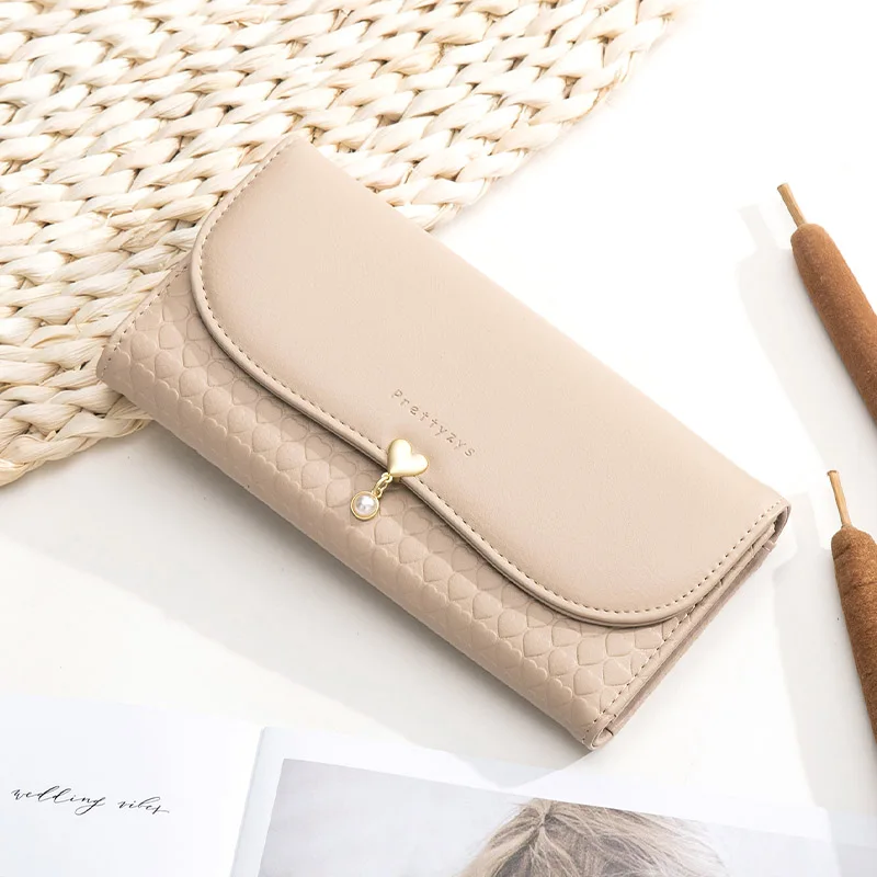 

Long Women's Wallet Female Purses Love Pendant Card Holder Wallets Female PU Leather Clutch Money Bag New