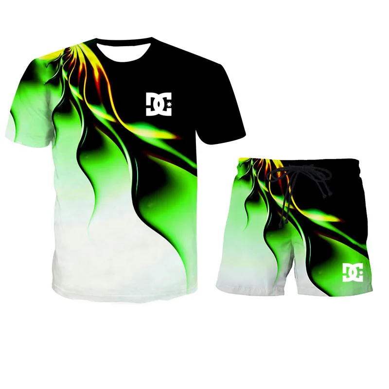 

2021 summer sportswear men's suit fitness clothing short-sleeved T-shirt shorts new fashion two-piece breathable shorts suit O-n