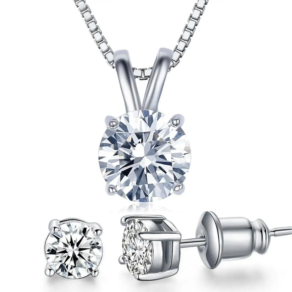 Jewelry Sets UMODE Классическое фианитовое ожерелье с солитером 2к огранки Сердца и Стрелы UN0047 - Окраска металла: Jewelry Sets