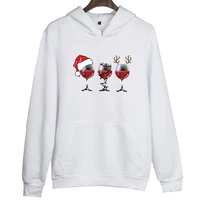 wine glass sweater christmas wine glass sweater hoodie fleece lined thickened long sleeve foreign trade loose foreign trade