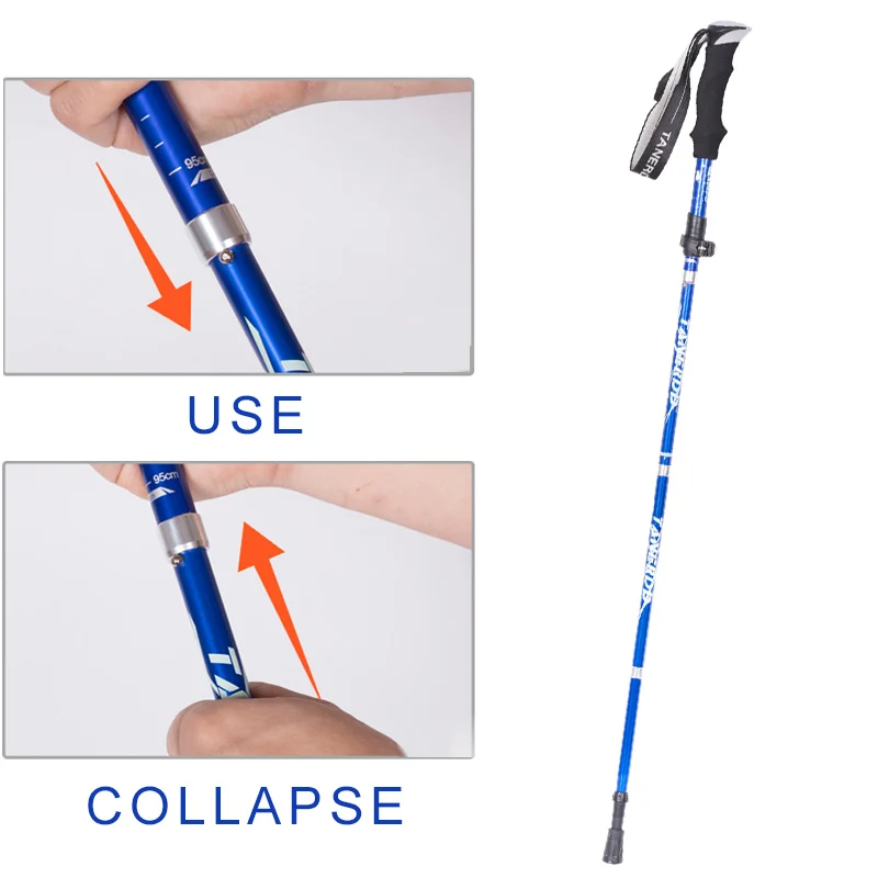 Анти-шок Алюминиевый сплав Трость для пеших прогулок треккинговые тропы палки