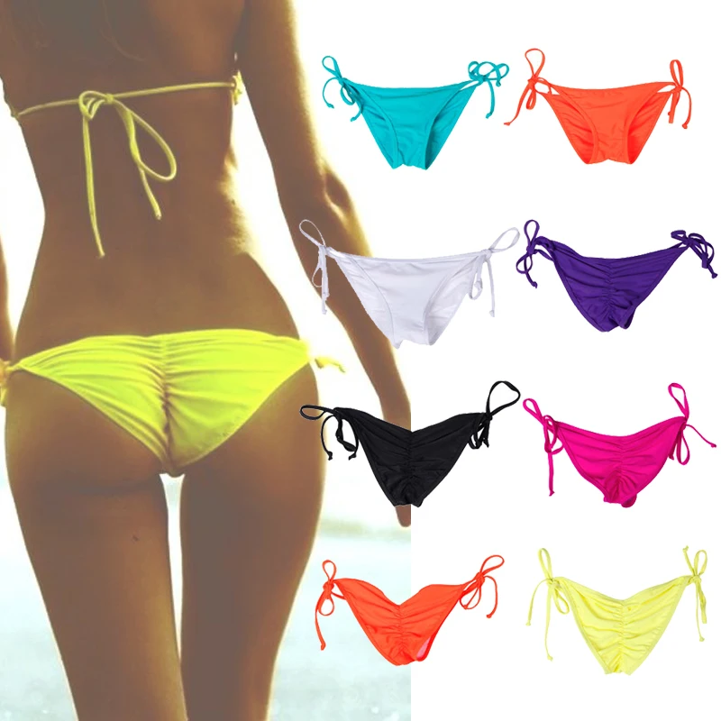 

Swimwear Women Briefs Bikini Bottom Side Ties Brazilian Thong Swimsuit Classic Bottoms Biquini Swim Short Ladies Swimsuit