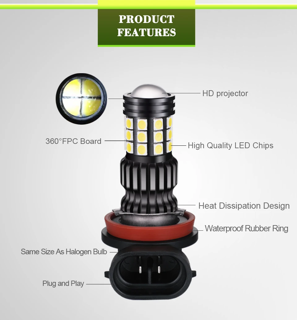 JIACHI 100 шт./лот светодиодный противотуманный фонарь 2835 SMD 31 светодиодный S высокой мощности H11 H8 9005 HB3 9006 HB4 H10 светодиодный противотуманный фонарь DRL Белый 12-24 В