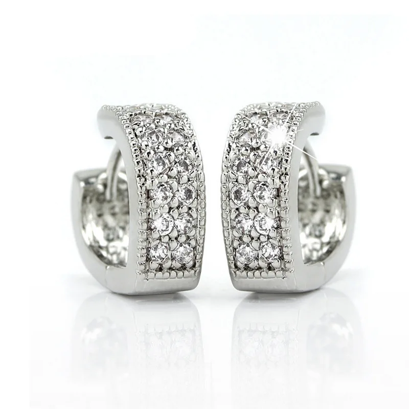 

Charming Simple Hoop Earrings For Women Crystal Zircon Row Thin Shiny Huggies Earring Stud Geometric Bridal Wedding Ear jewelry