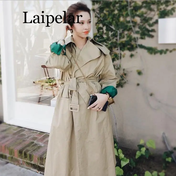 

Laipelar тренчкот s для женщин элегантное свободное дамское пальто женское пальто с вышивкой тренчкот от кутюр верхняя одежда с поясом