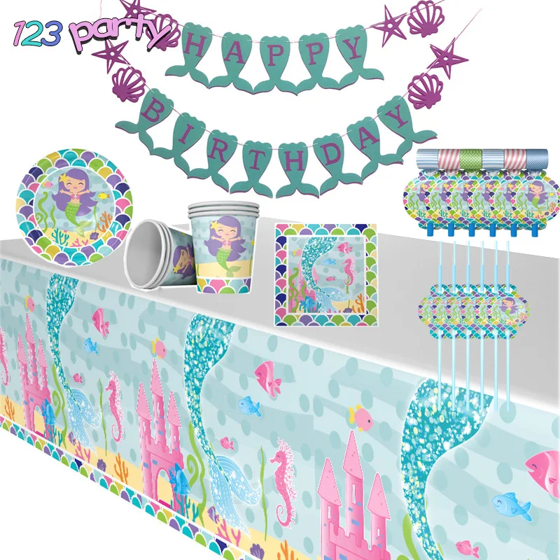 Вечерние принадлежности для русалки с днем рождения вечерние баннеры один