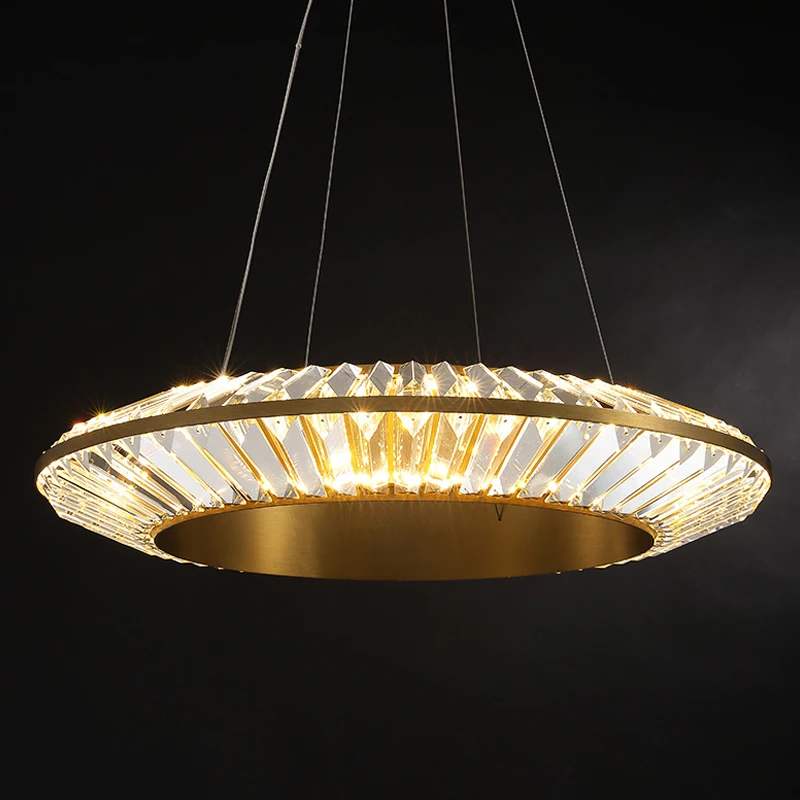 

Modern Lustre Crystal Led Chandeliers Lighting Copper Led Pendant Chandelier Lights Living Room Decor Hanging Lamp Light Fixture