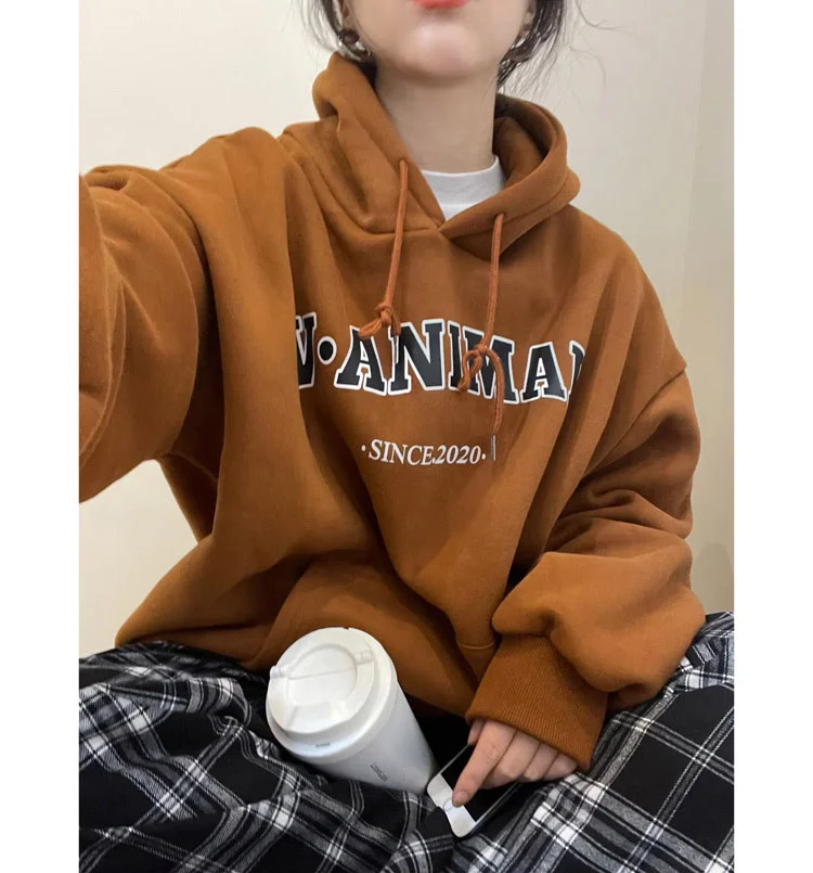 Женские толстовки с капюшоном и принтом в виде американского алфавита женский