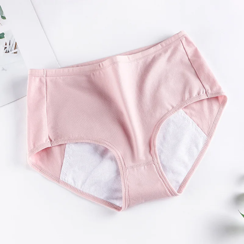 pink Высокая Талия Теплый Женский менструальные трусики Для женщин сексуальные брюки герметичность нижнее белье для страдающих недержанием период хлопчатобумажный материал трусы - Цвет: pink