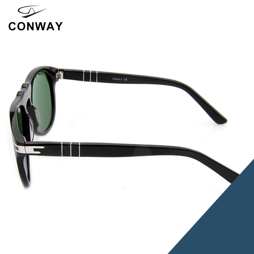 Классические солнцезащитные очки CONWAY для мужчин и женщин, очки для вождения, защита от ультрафиолета, ацетат, большая оправа, гибкие дужки, фирменный дизайн, черная Гавана