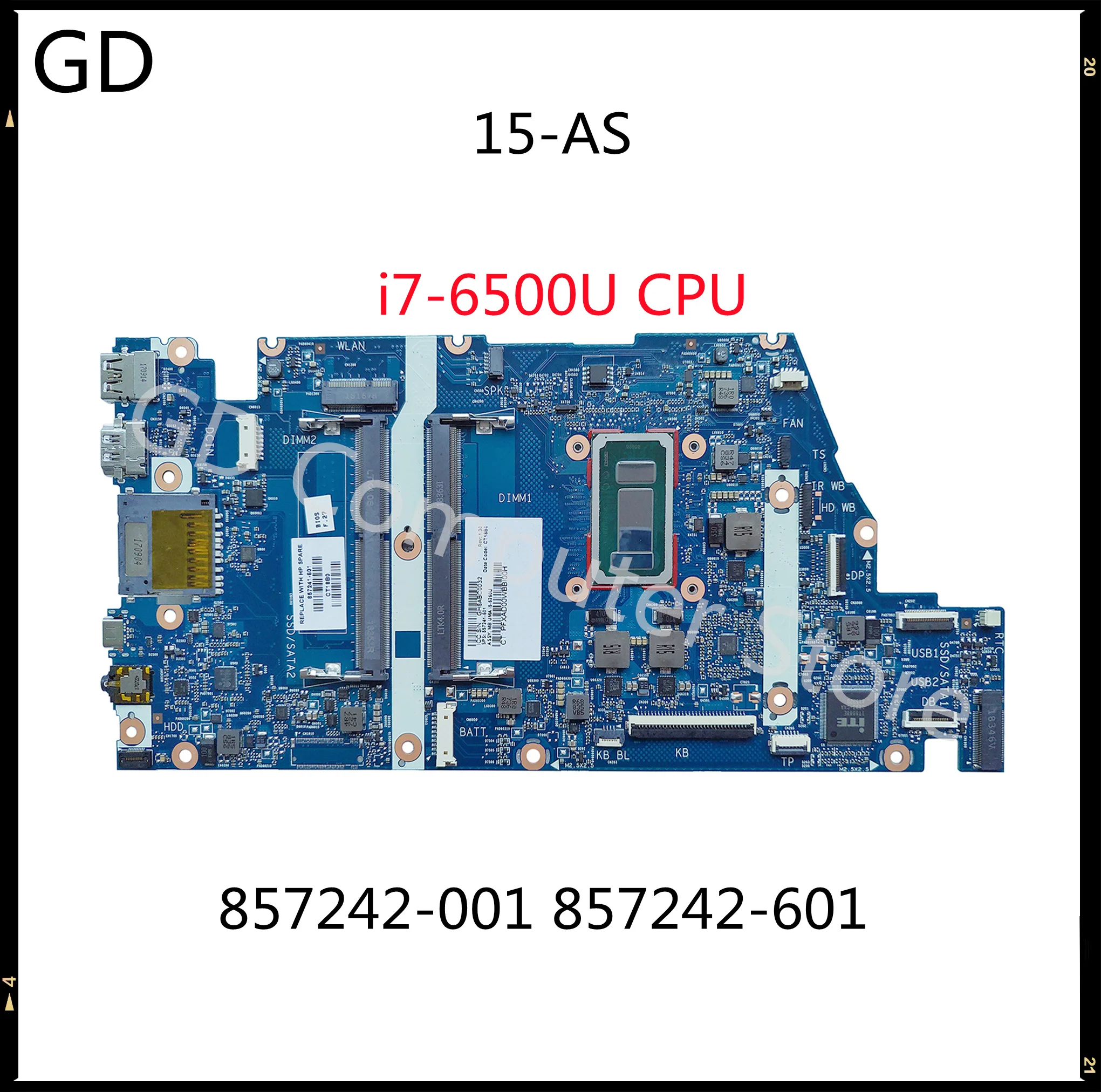 Материнская плата GD для ноутбука HP ENVY 15-AS серии 857242-001 857242-601 с процессором i7-6500U DDR4