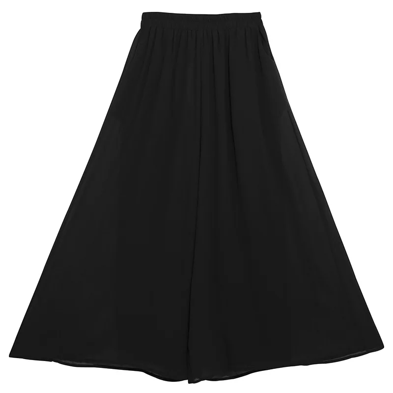 

Plus Size Chiffon White Long Wide Leg Trousers Women New High Elastic Waist Loose Casual Ladies Pants Fashion Summer 2021