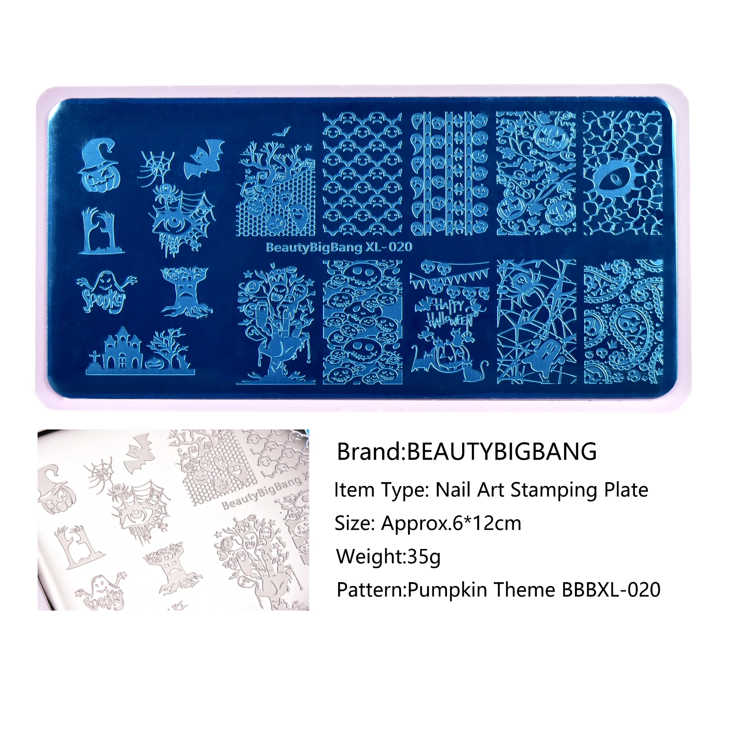 Трафарет BeautyBigBang для штамповки на Хэллоуин пластина ногтей с забавным призраком