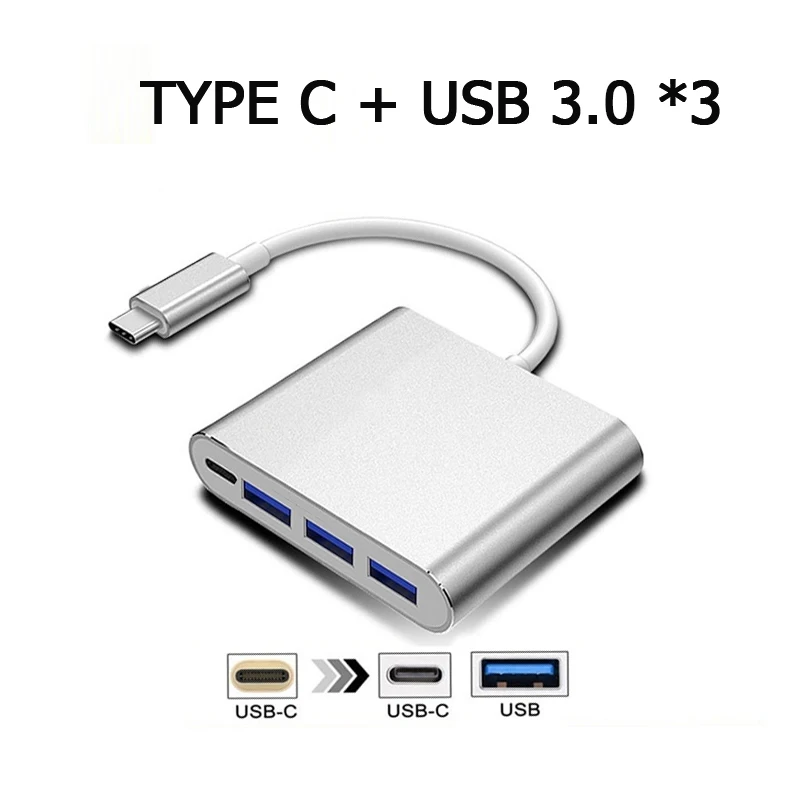

4 Port Type C to USB 3.1 HUB 10 Gbps High Speed External Card Reader Delivery Adapter Charger for Phone USB Device