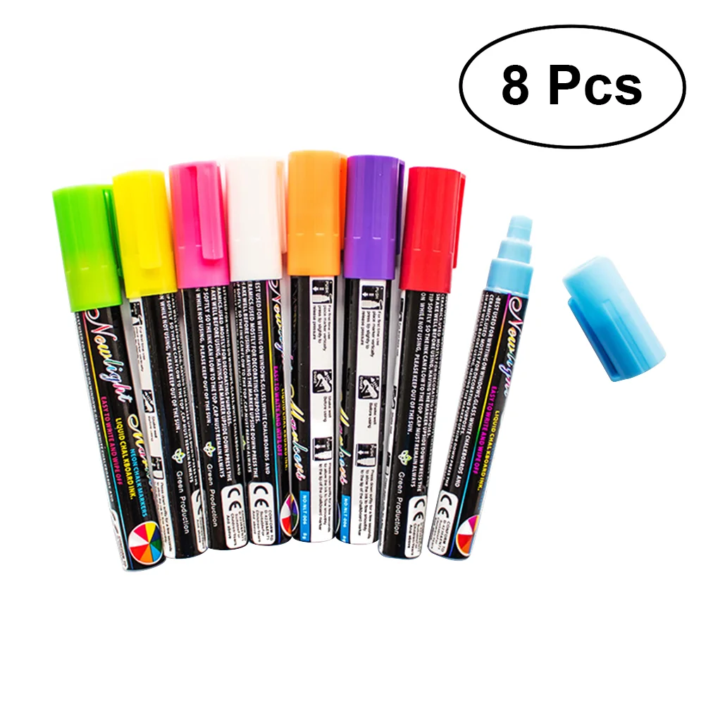 

8pcs Highlighter Fluorescent Liquid Chalk Pen Light Color Maker for Whiteboard