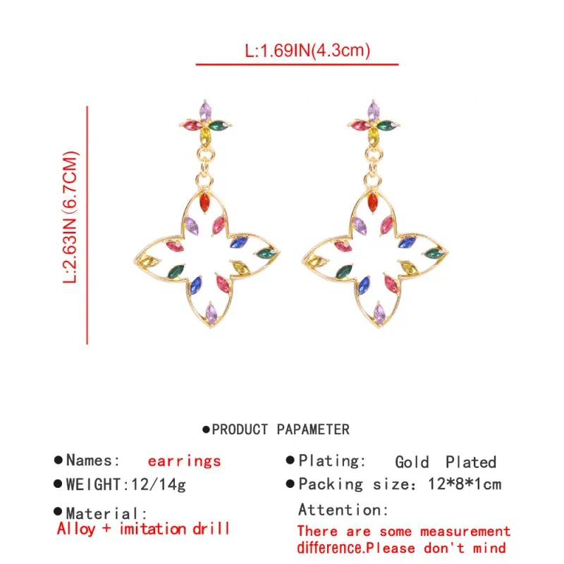Fashion Rhinestone Tiny Cross Drop Earrings For Women Party Jewelry Chic Clover Flower Dangle Accessories Female E7564 | Украшения и