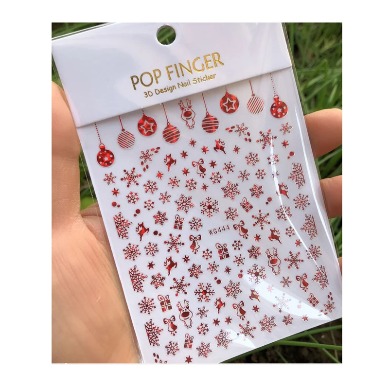 

10PCS New Christmas Snowflake Bells Elk Various Colors Nail Stickers Manicure Adhesive Adhesive Decoration Accessories Nail Stic