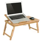 Стол компьютерный складной с USB-вентилятором, эргономичный регулируемый столик-поднос из бамбука для завтрака, удобная желтая сервировочная кровать