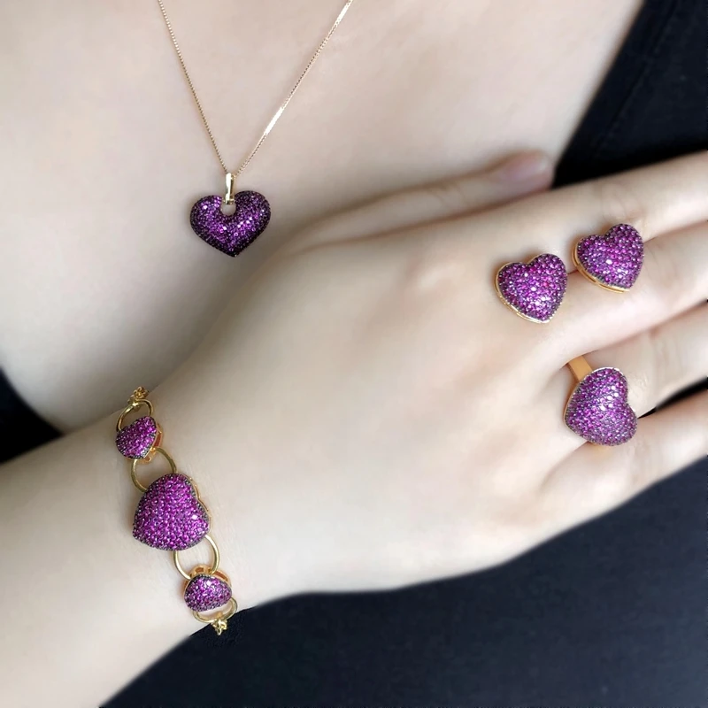 

High Quality Zircon Lovely Heart Shape Pendant Necklace For Women Gold Silver Color Chain Charms boho Party Trendy Jewelry 2020