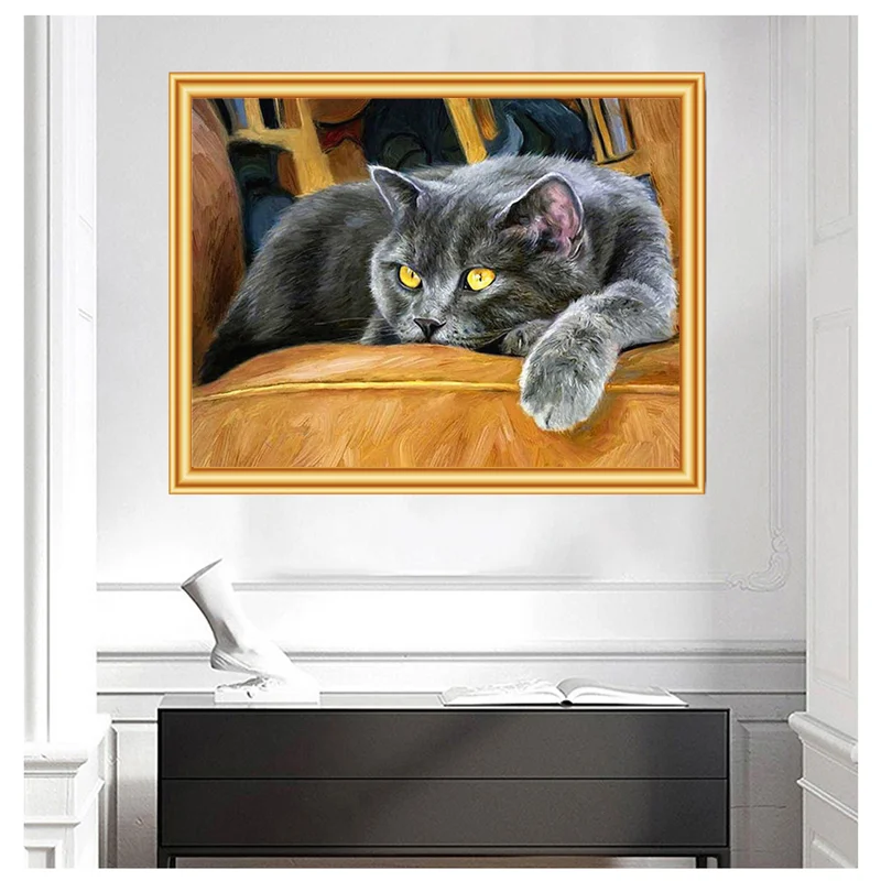 Алмазная живопись 5D &quotсделай сам&quot мозаика кот тигр картина полная круглая