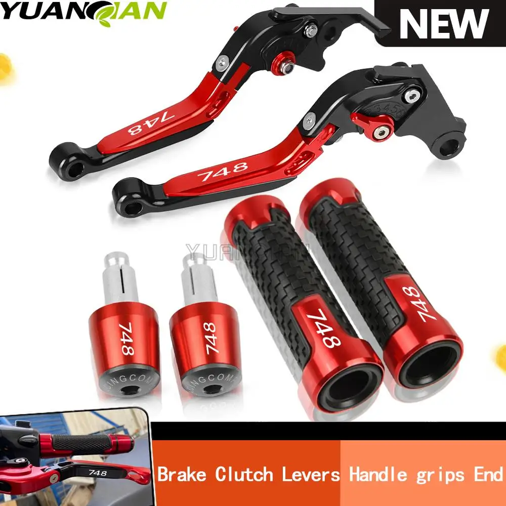 

For Ducati 748 1994 1995 1996 1997 1998 Motorcycle Aluminum Adjustable Brake Clutch Levers Handlebar Handle Grips Ends With Logo