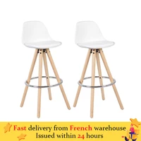 2pcssett bar stools bar chair beech wood legs pp surface lounge chairs home office kitchen dining coffee chairs high chair hwc